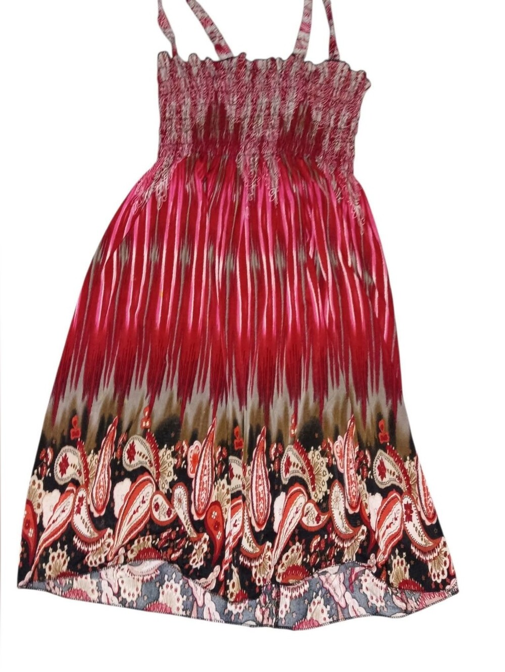 Summer Smocked Red Paisley Strap Sundress Winwin Juniors 11-13 Youth Girls